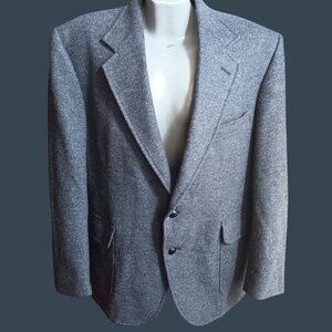 Mens 44 XL Western Blazer Vintage 90's Wool Tweed Leather Elbow Patch Mexico